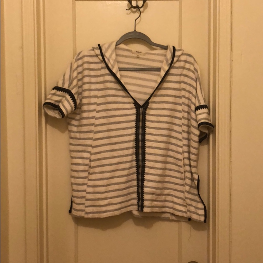 Madewell striped and hooded top with pockets